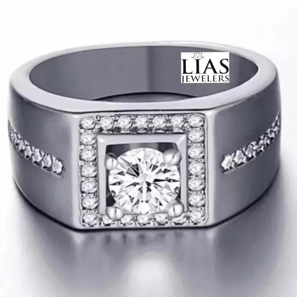New 18k white gold men wedding ring
